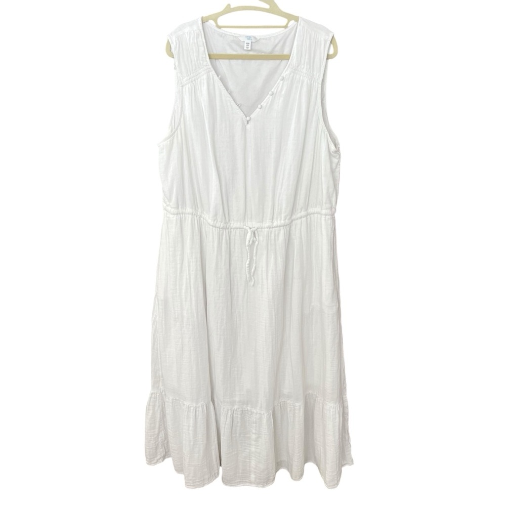 Time and Tru White Maxi Midi Tiered Sleeveless Dress